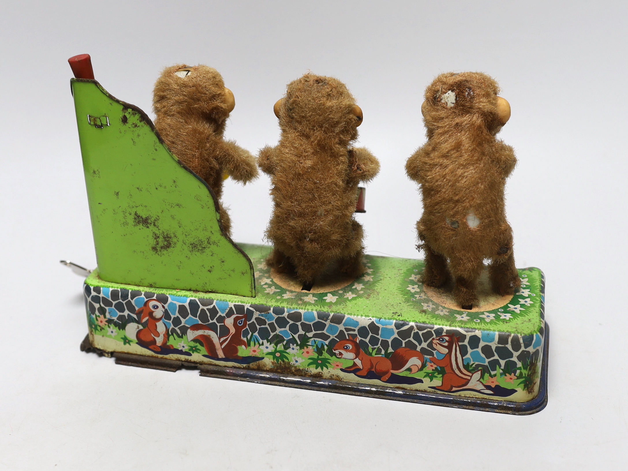 A mechanical ‘Red Hot Rhythm’ toy monkey band - key, no box